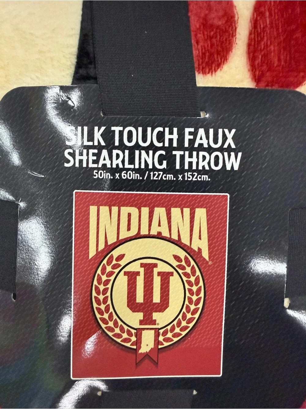 NCAA Indiana University Silk Touch Faux Shearling Throw - Cream & Red & White